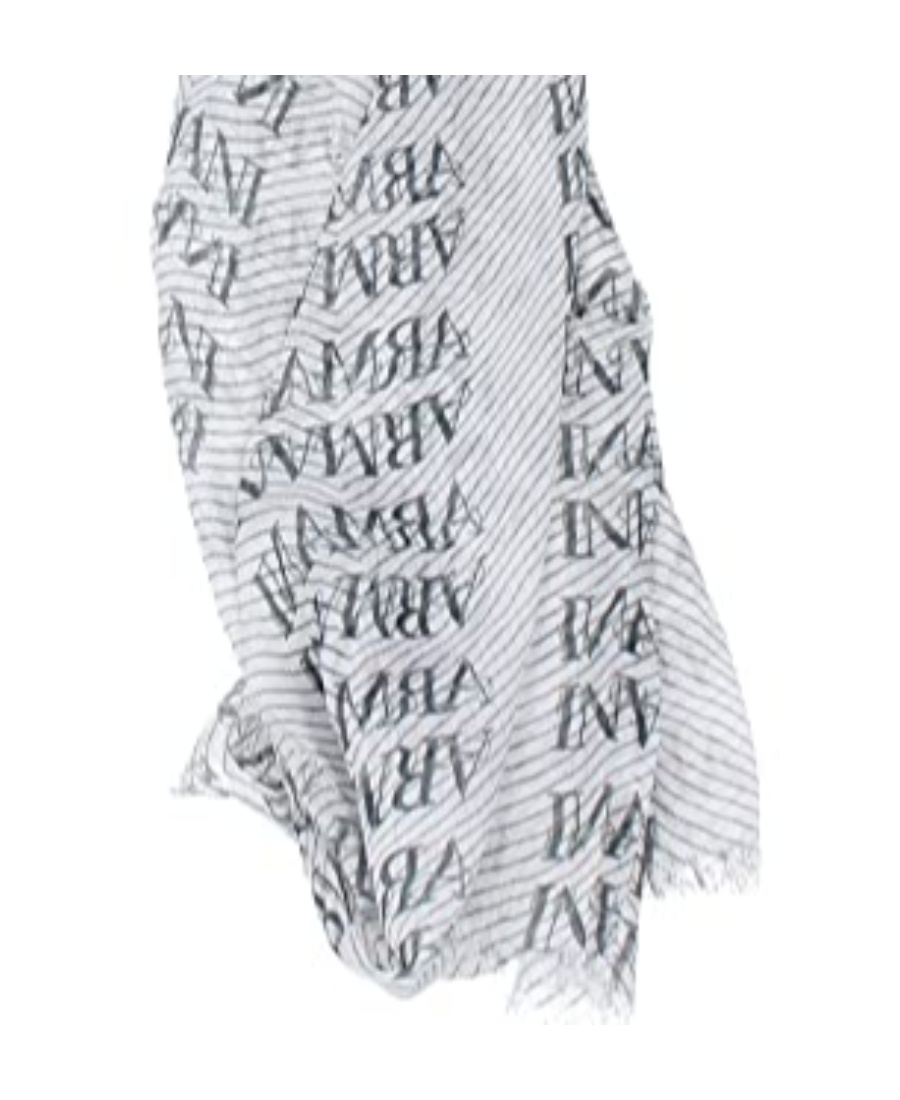 Armani Collezioni Letter Printed Pattern Scarf In White