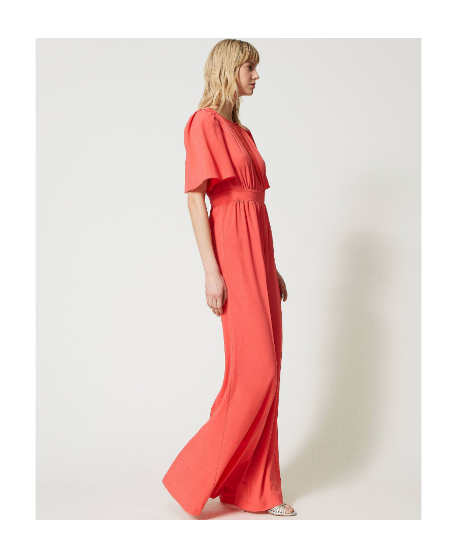 Shop Twinset Lace Jumpsuit In Orange