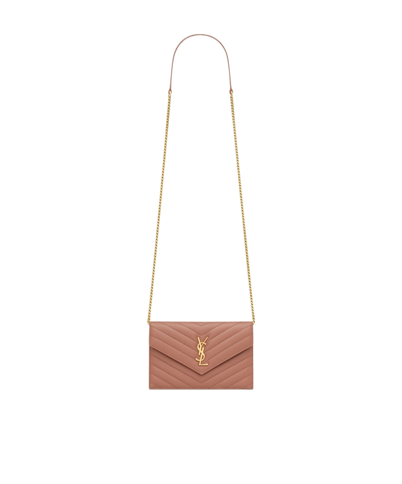 SAINT LAURENT CASSANDRE ENVELOPE CHAIN WALLET IN LAMBSKIN
