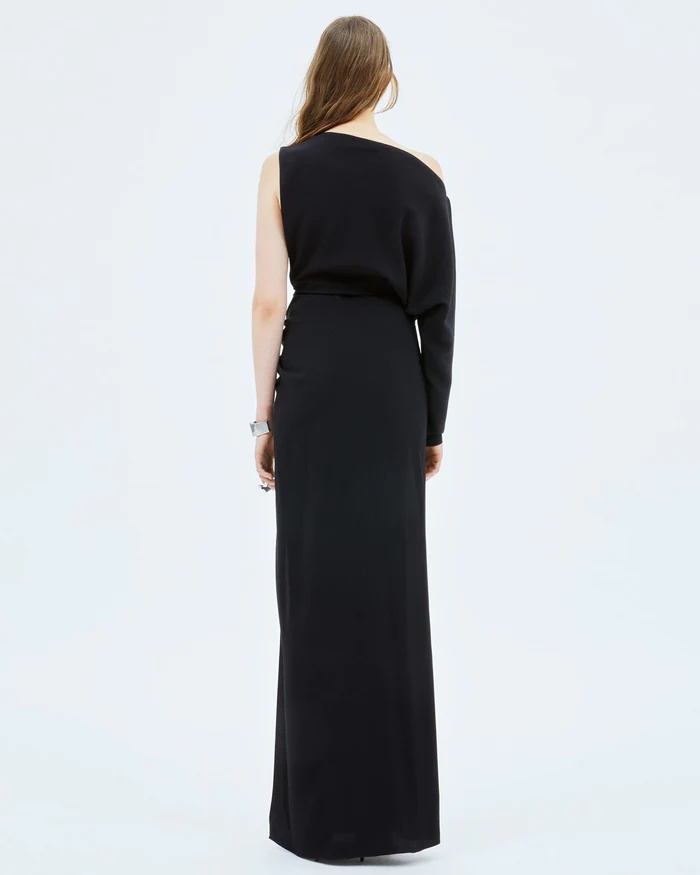 Red Valentino One-word Shoulder Asymmetrical Design Dress In Black