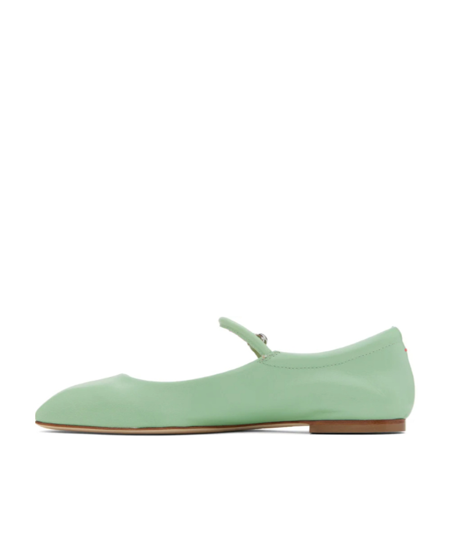 Aeyde Uma Flat Shoes With Square Head In Green