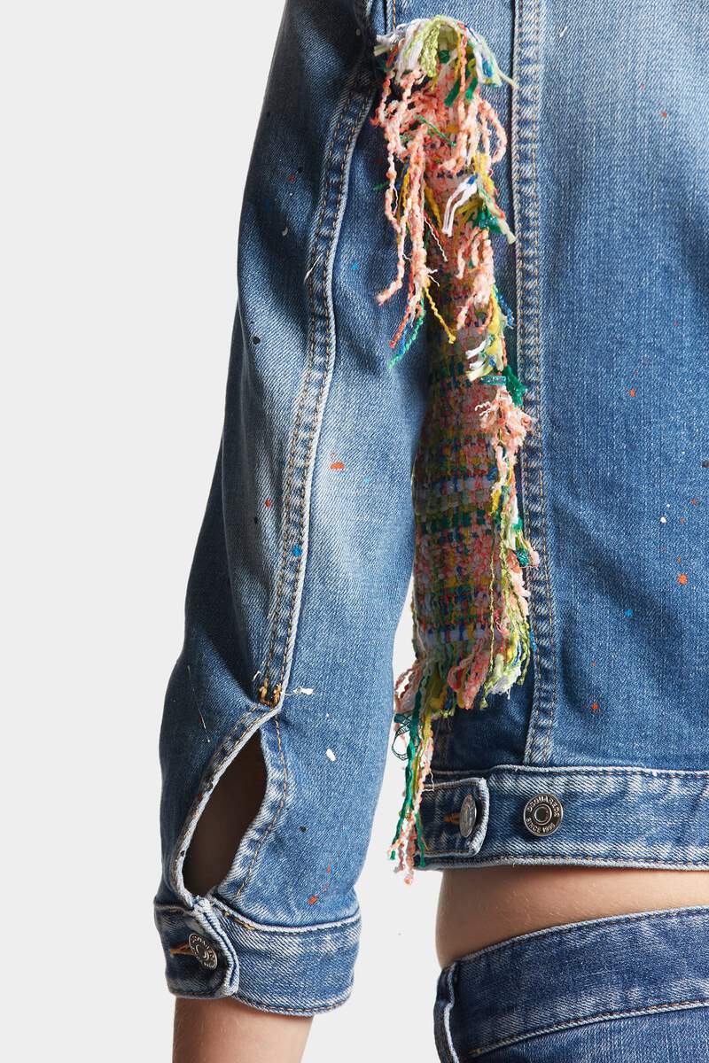 Dsquared2 Paint-splatter Panelled Denim Jacket In Multicolor
