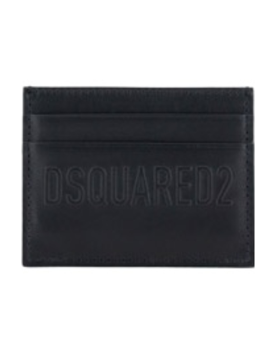 Dsquared2 Debossed-logo Leather Cardholder In Black