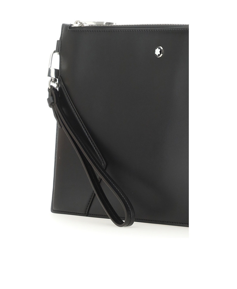 Montblanc Logo-plaque Leather Clutch Bag In Black