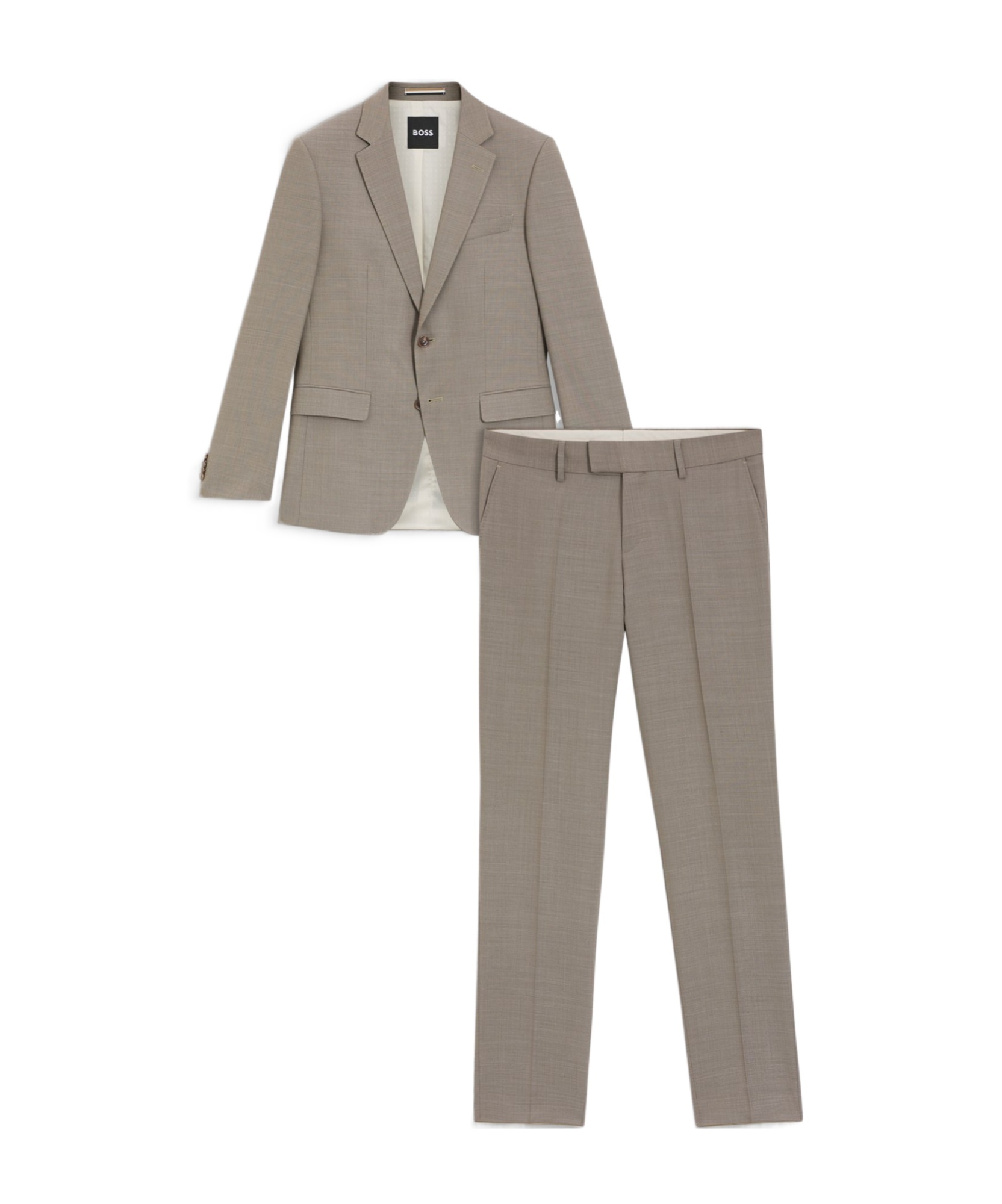 Hugo Boss Long-sleeved Wool Blend Suit In Brown