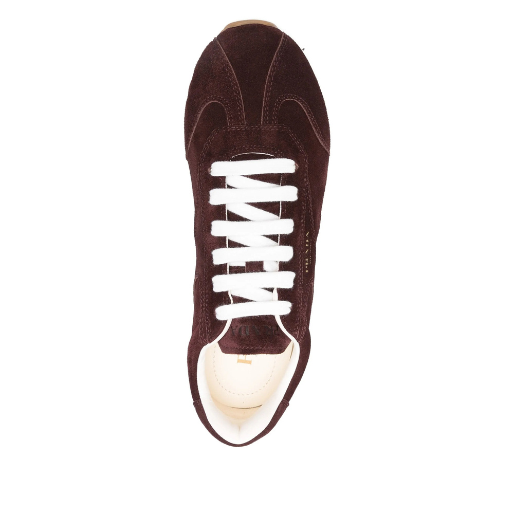 Prada Suede Sneakers Rubber Sole In Burgundy