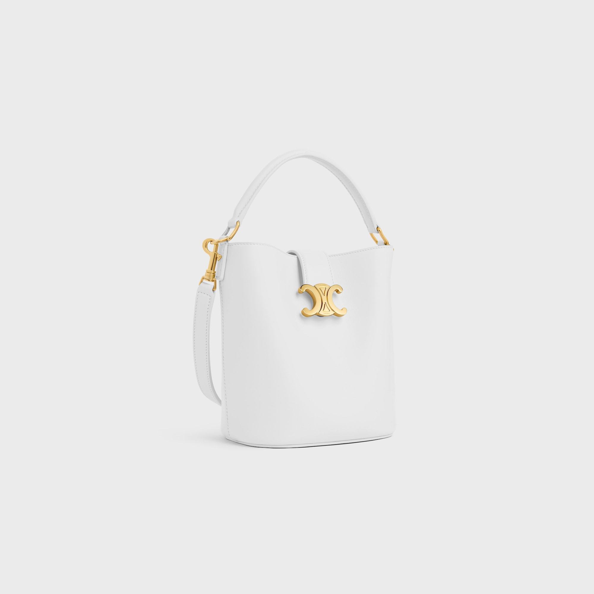 Celine Small Bucket Louise In Smooth Calfskin In White