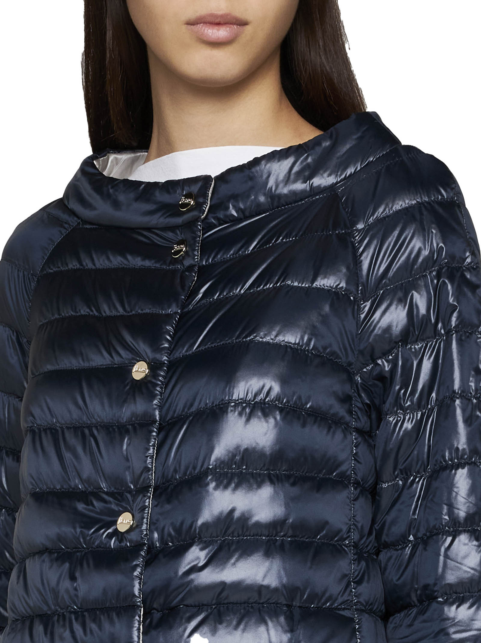 Herno Blue Padded Reversible Jacket In Polyamide Woman In Black