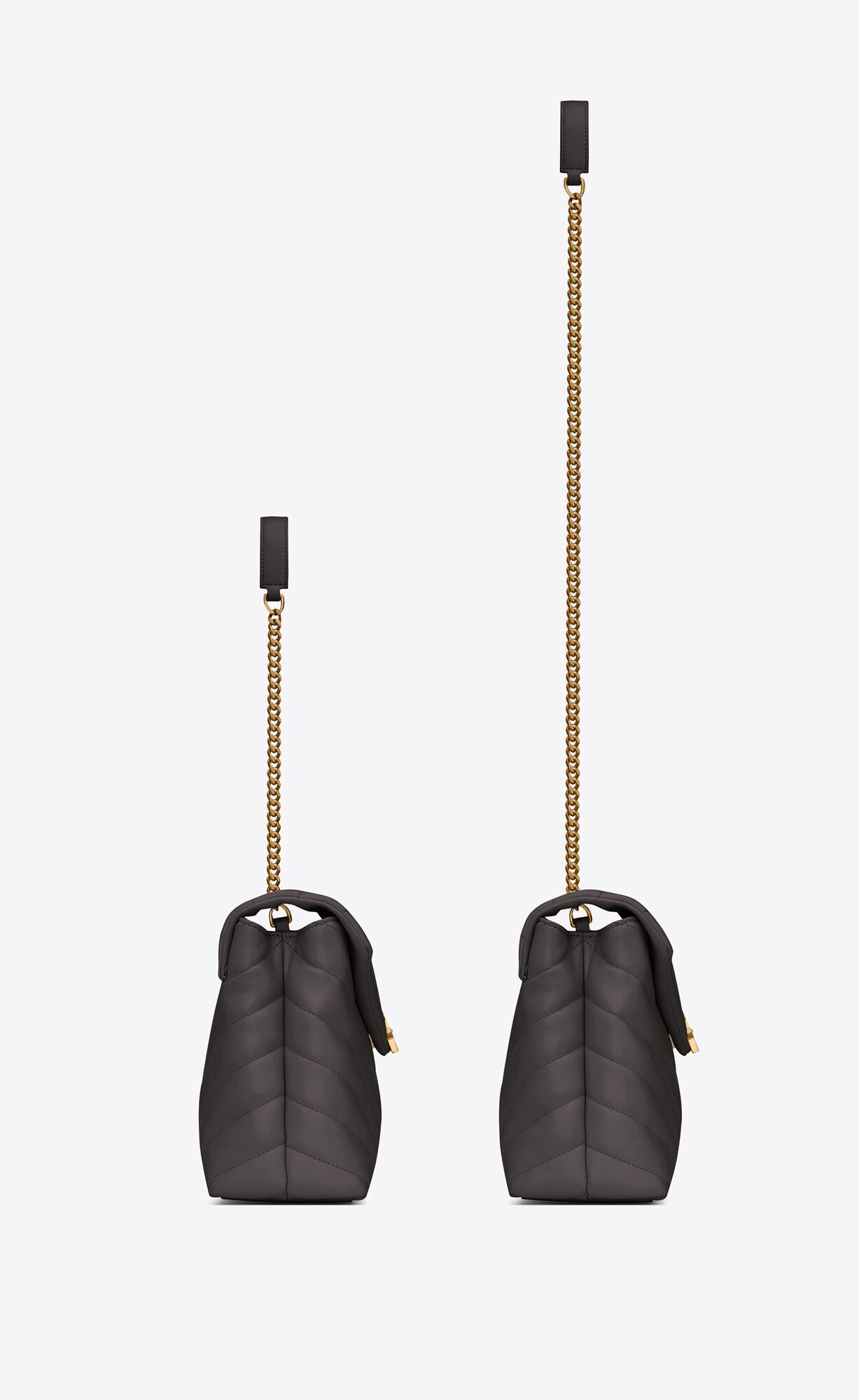 Saint Laurent Loulou Matelassé Small Shoulder Bag In Gray