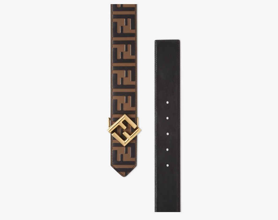 Fendi Ff Diamonds Buckled Reversible Belt In Black