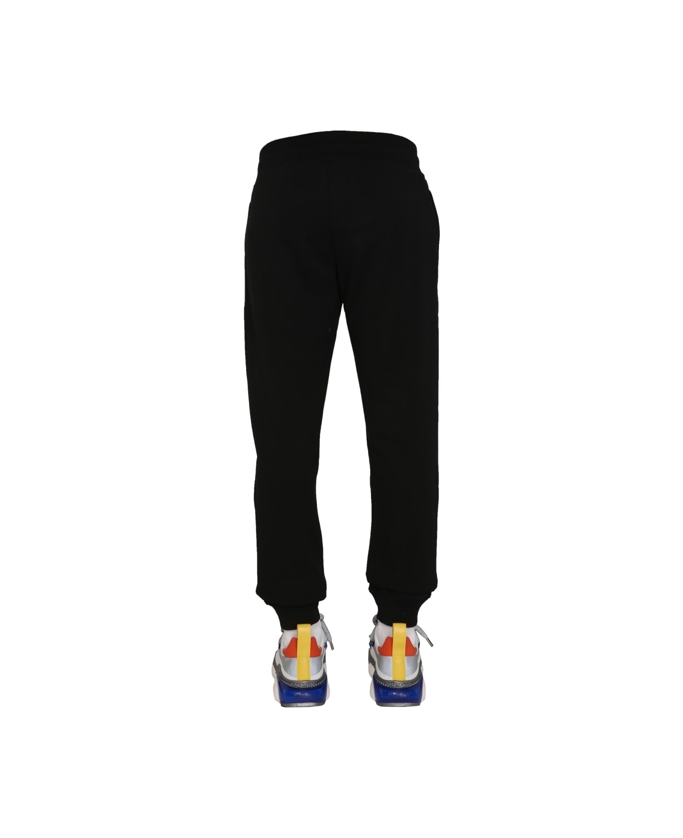 Moschino Multicolor Logo Jogging Pants In Black