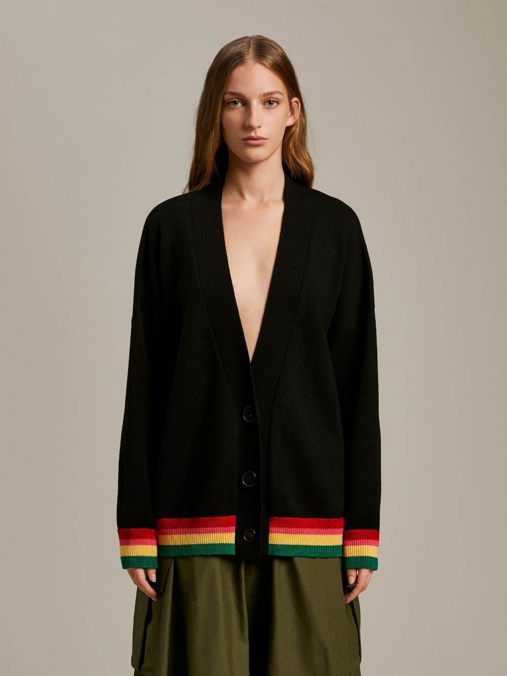 Palm Angels Miami Logo Needled Cardigan In Black