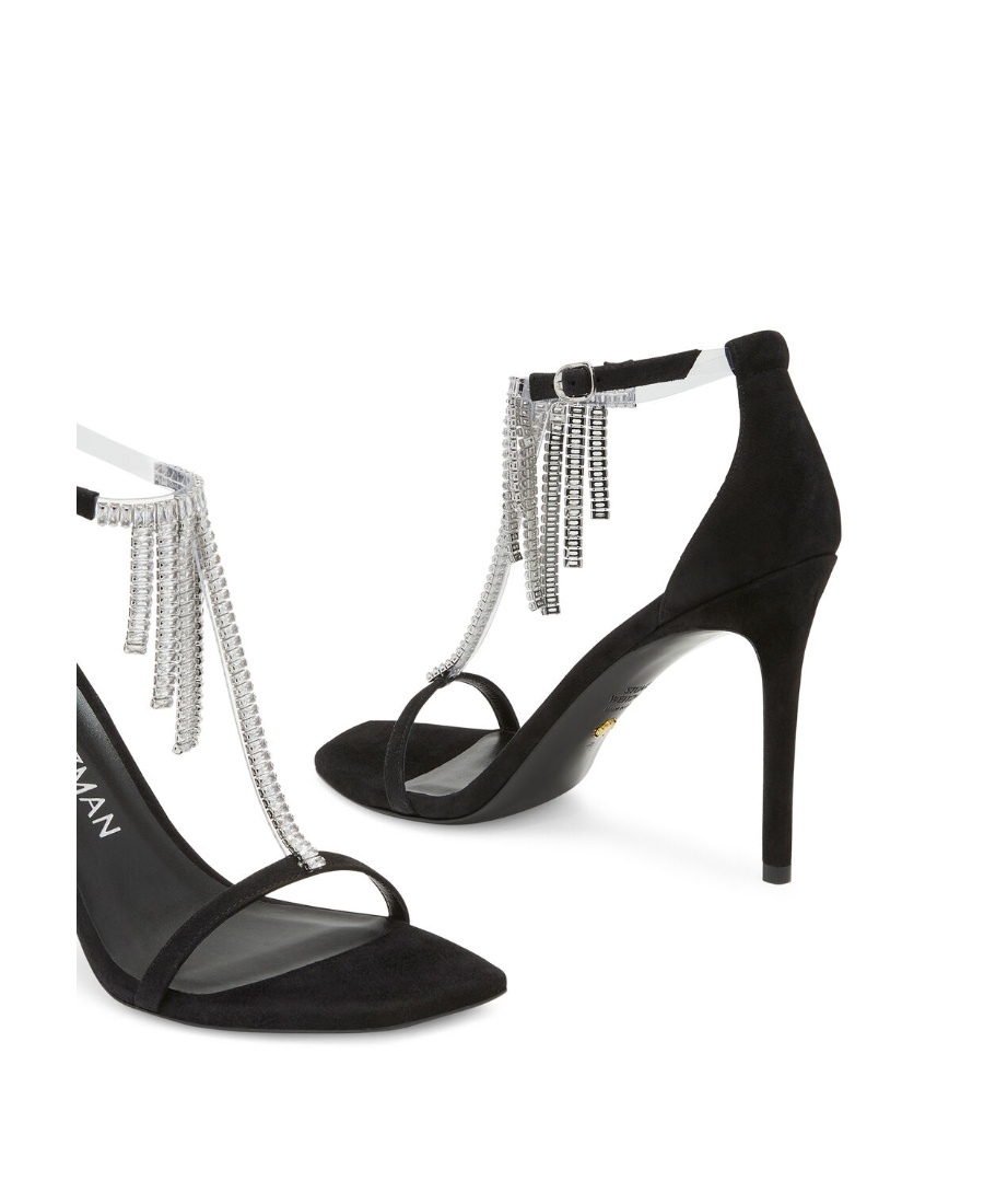 Stuart Weitzman Logo High-heeled Sandals In Black