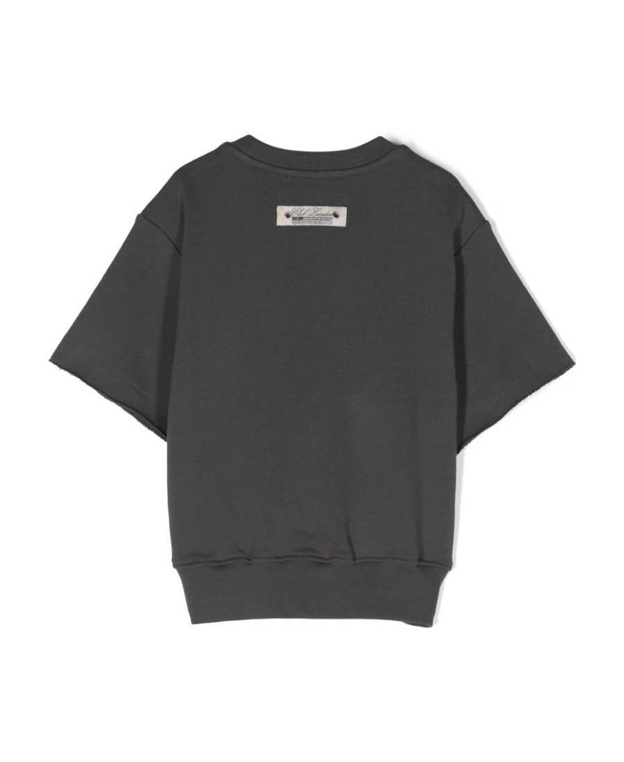 Msgm Logo-print Short-sleeve Sweatshirt In Black