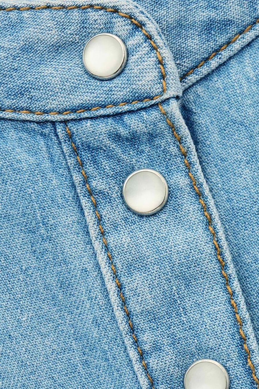 Bash Long-sleeved Denim Blouse In Blue