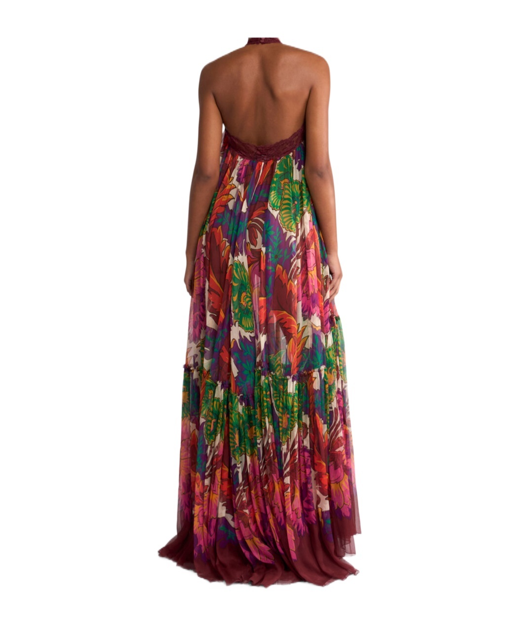 Etro Multicoloured Boho Dress With Open Back And Flounce In Multicoloured