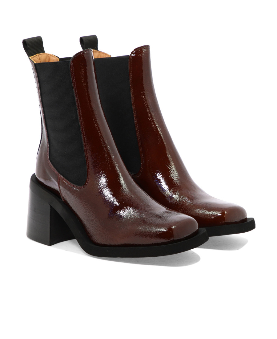 Ganni Brown Heeled Chelsea Boots In Black