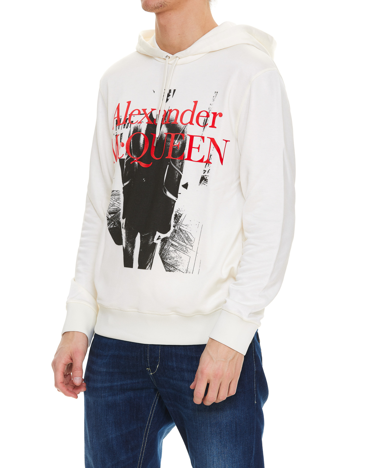 Alexander Mcqueen Printed Hooded Sweatshirt In White