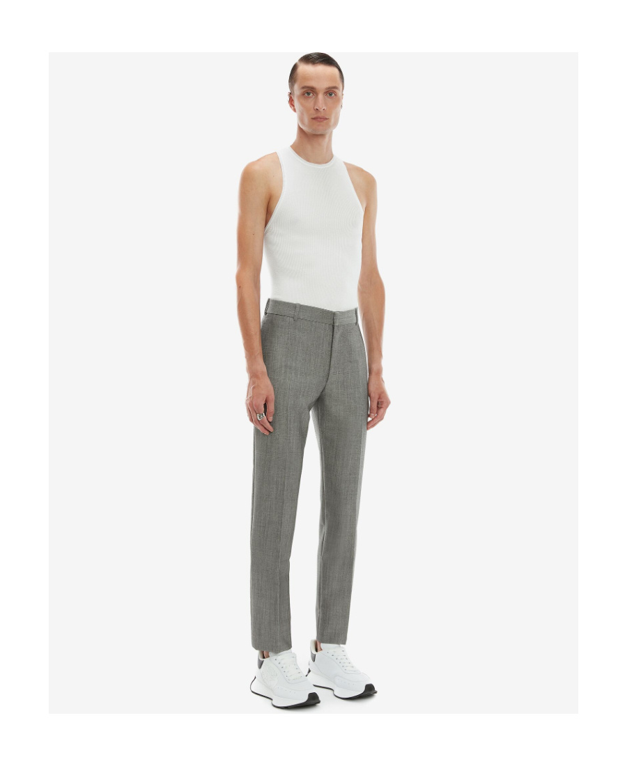 Alexander Mcqueen Straight-leg Tailored Trousers In Gray