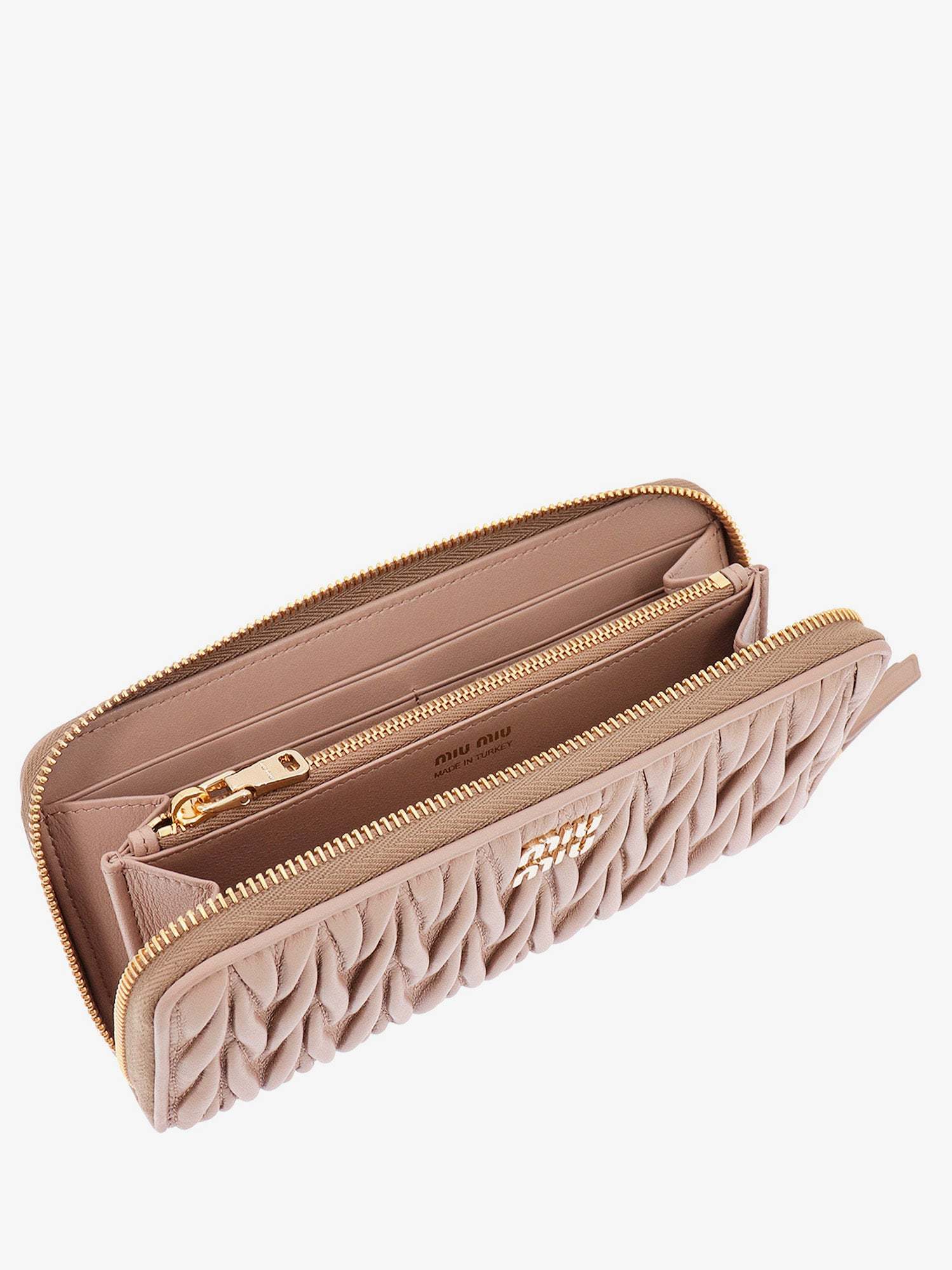 Miu Miu Logo-plaque Wallet In Nude