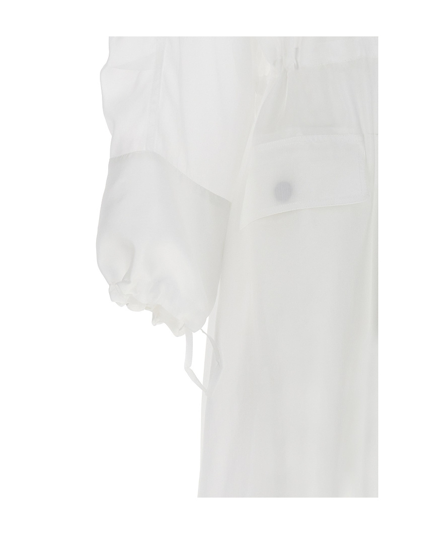 Ferragamo Silk Blend Chiffon Trenchcoat With Removable Hood In White