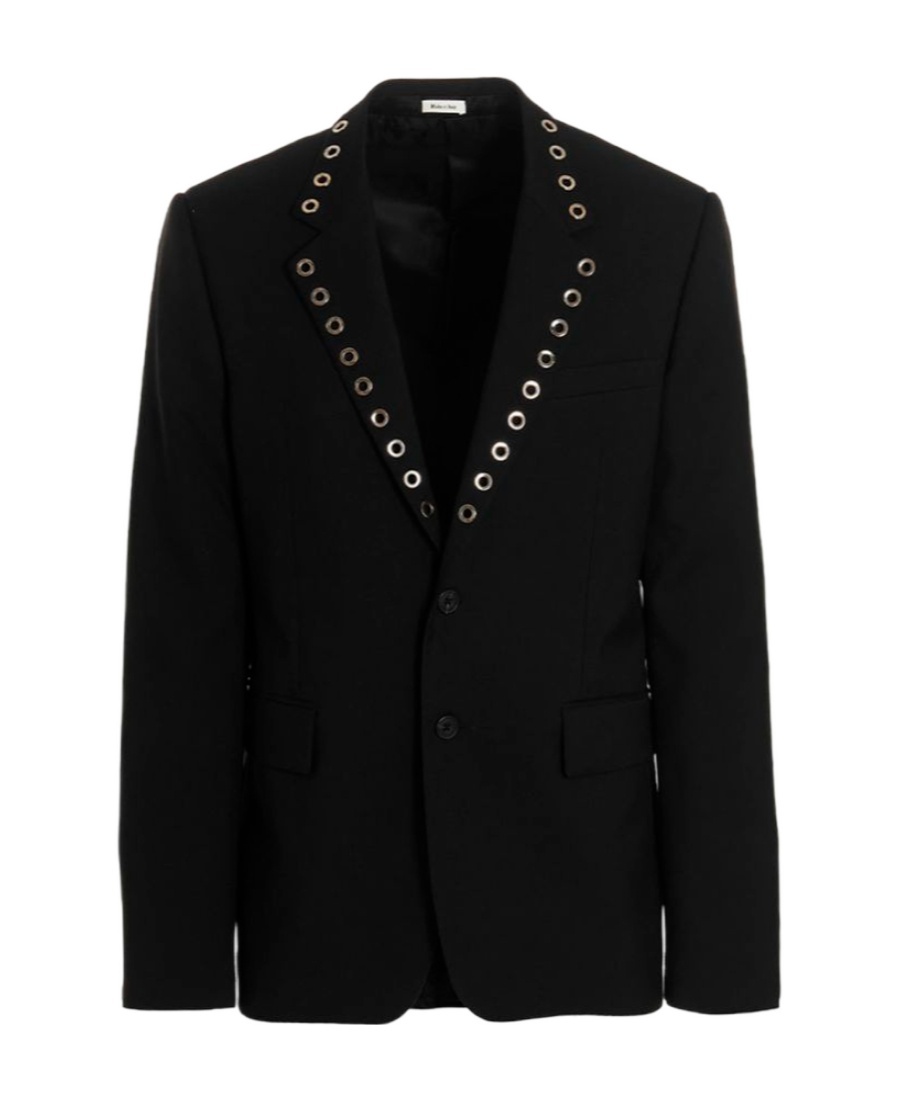Shop Alexander Mcqueen Eyelet-detail Blazer In Black