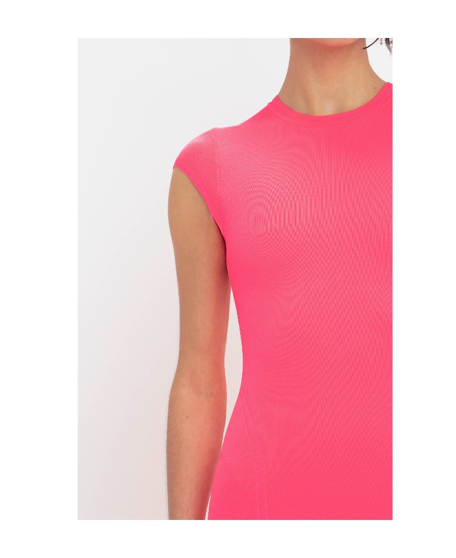 Shop Victoria Beckham Cap Sleeved Knitted Mini Dress In Pink