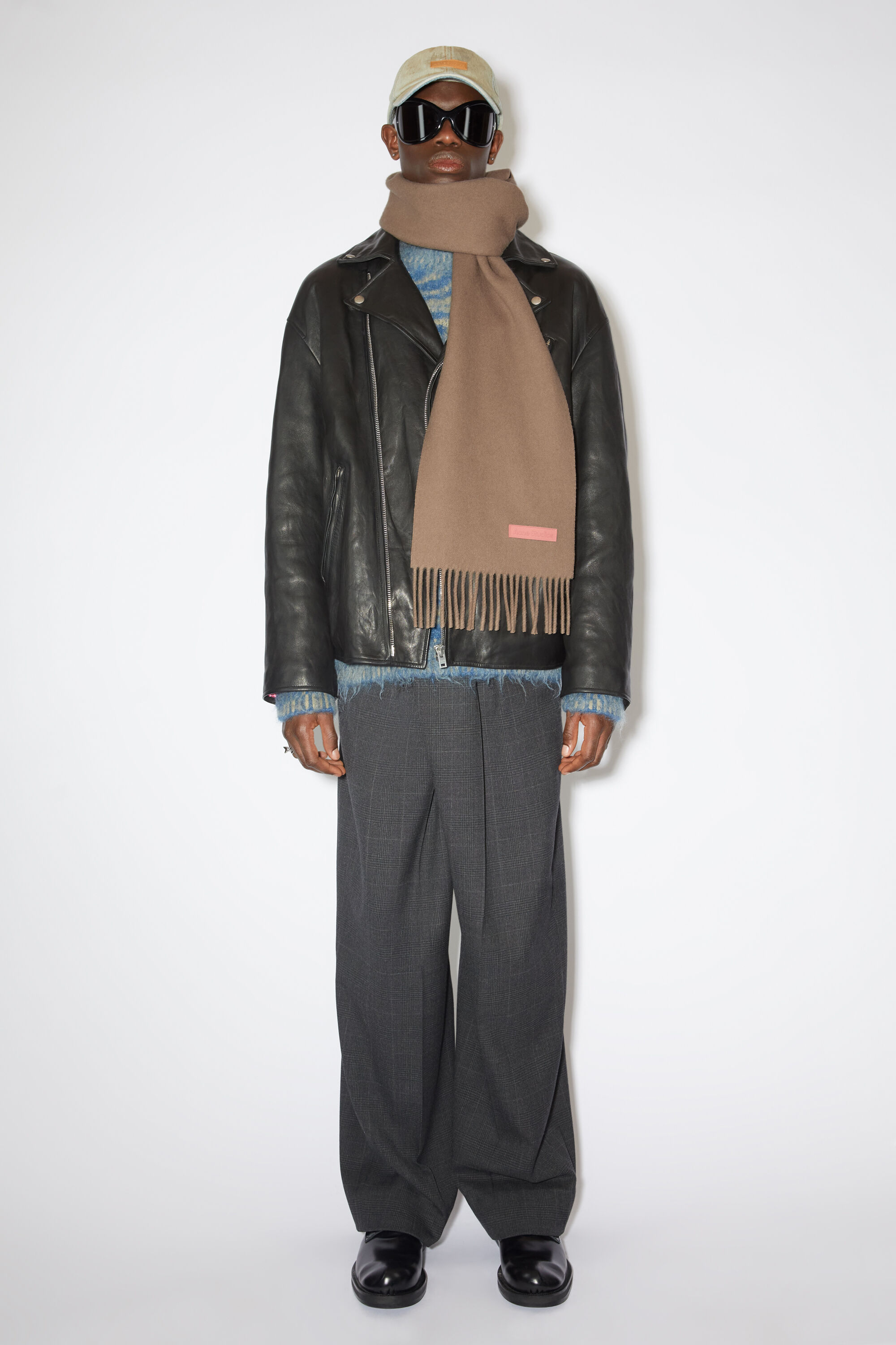 Shop Acne Studios Logo-patch Wool Scarf In Brown