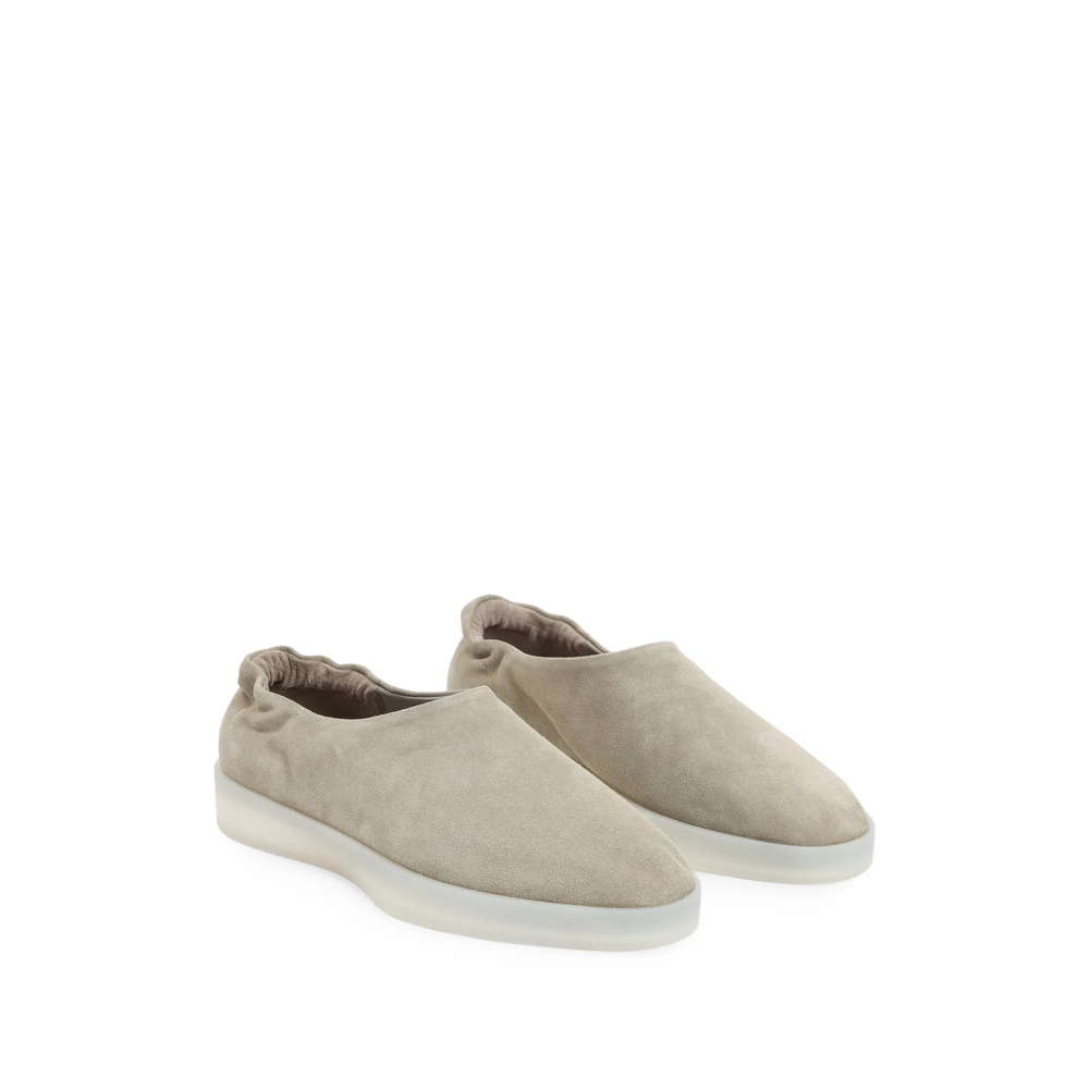 Fear Of God Beige Mules With Logo Patch On The Back And Elasticized Heel In Suede Man In Neutral