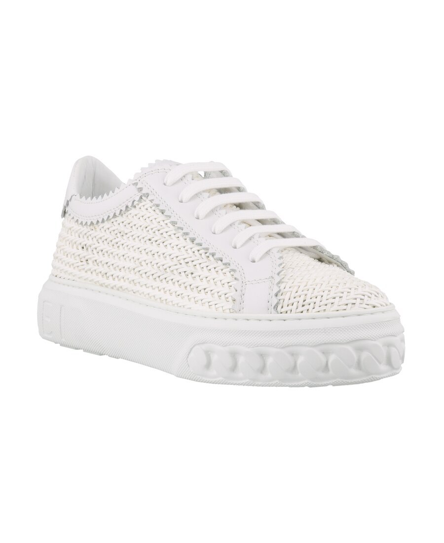 Casadei White Platform Sneakers Interwoven Design In Polyurethane Woman In White