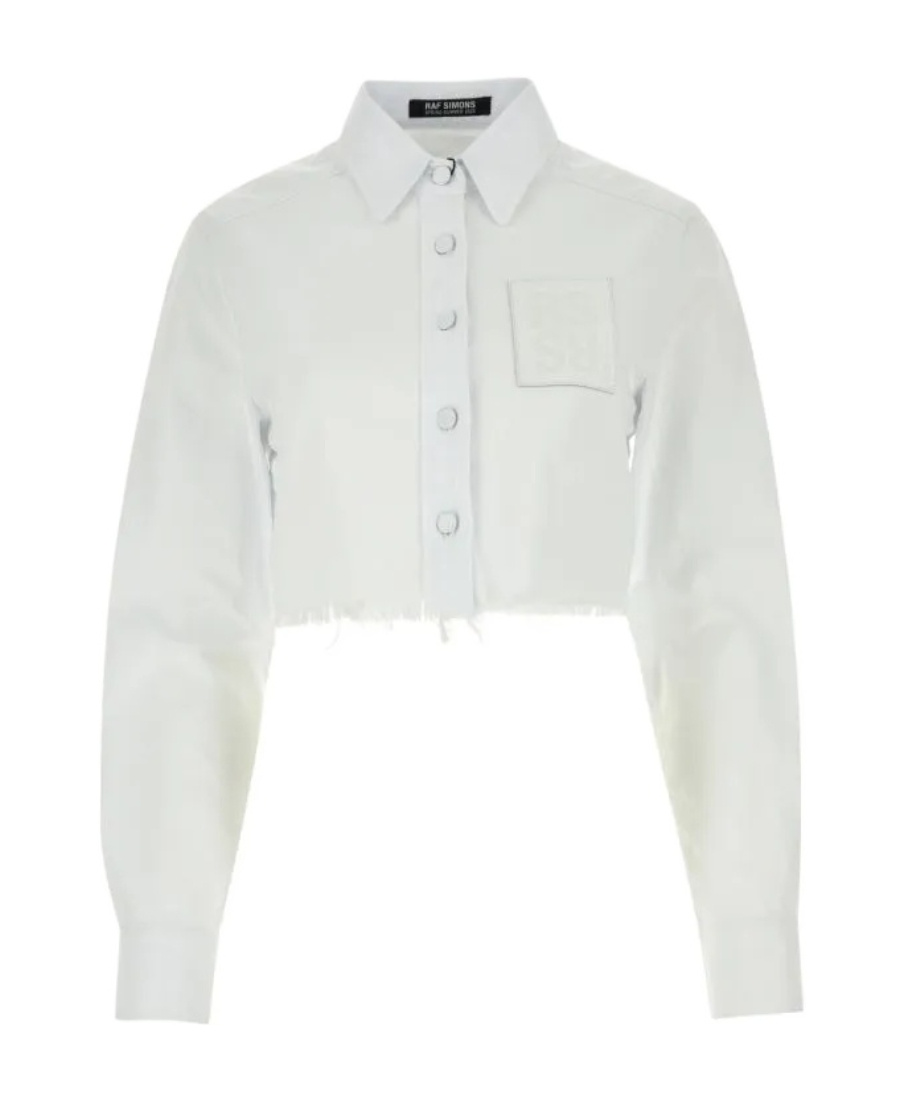 RAF SIMONS LOGO-PATCH CROPPED SHIRT