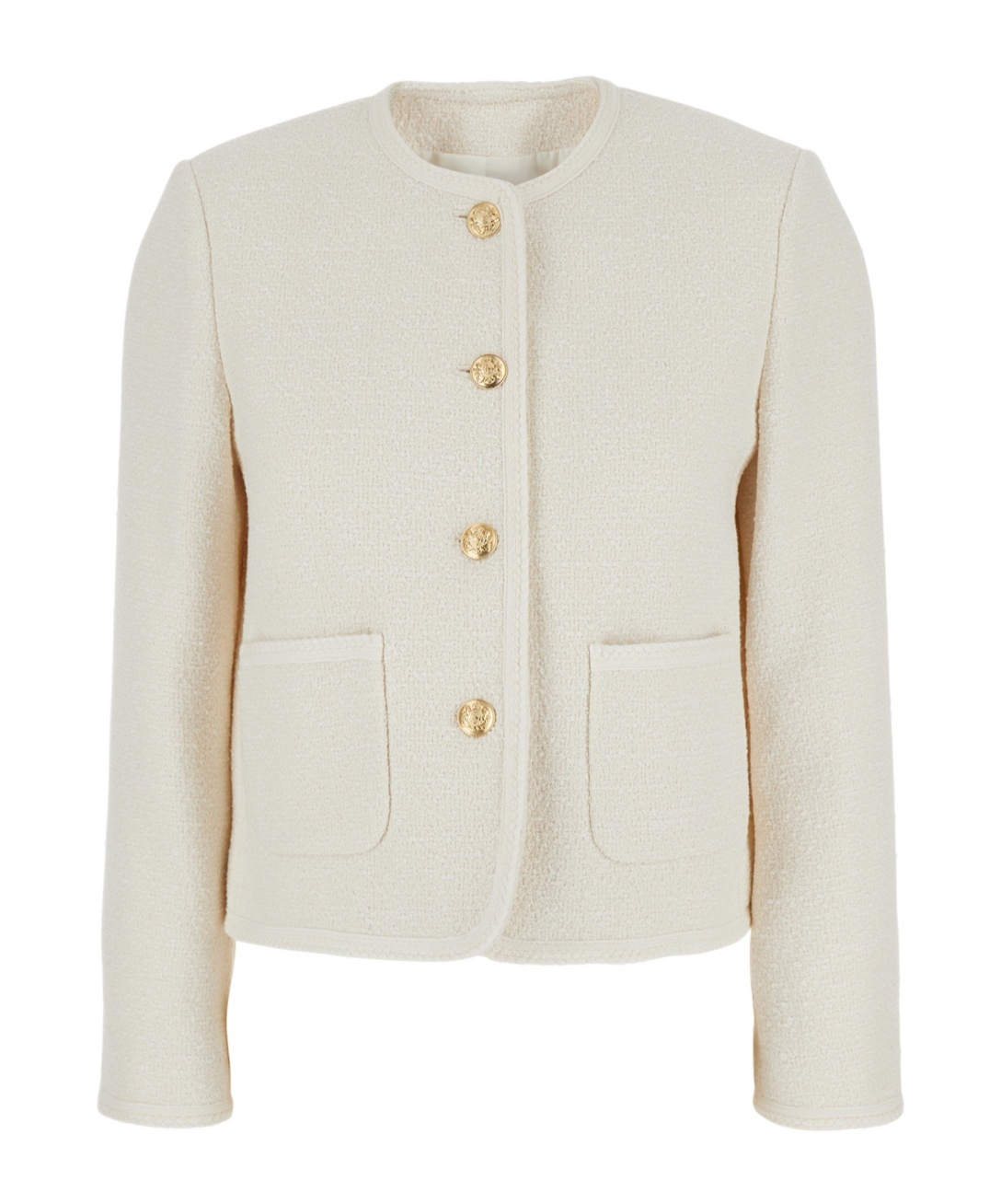 Dunst White Jacket With Round Neck And Front Jewel Button Cllosure In Cotton Blend Woman