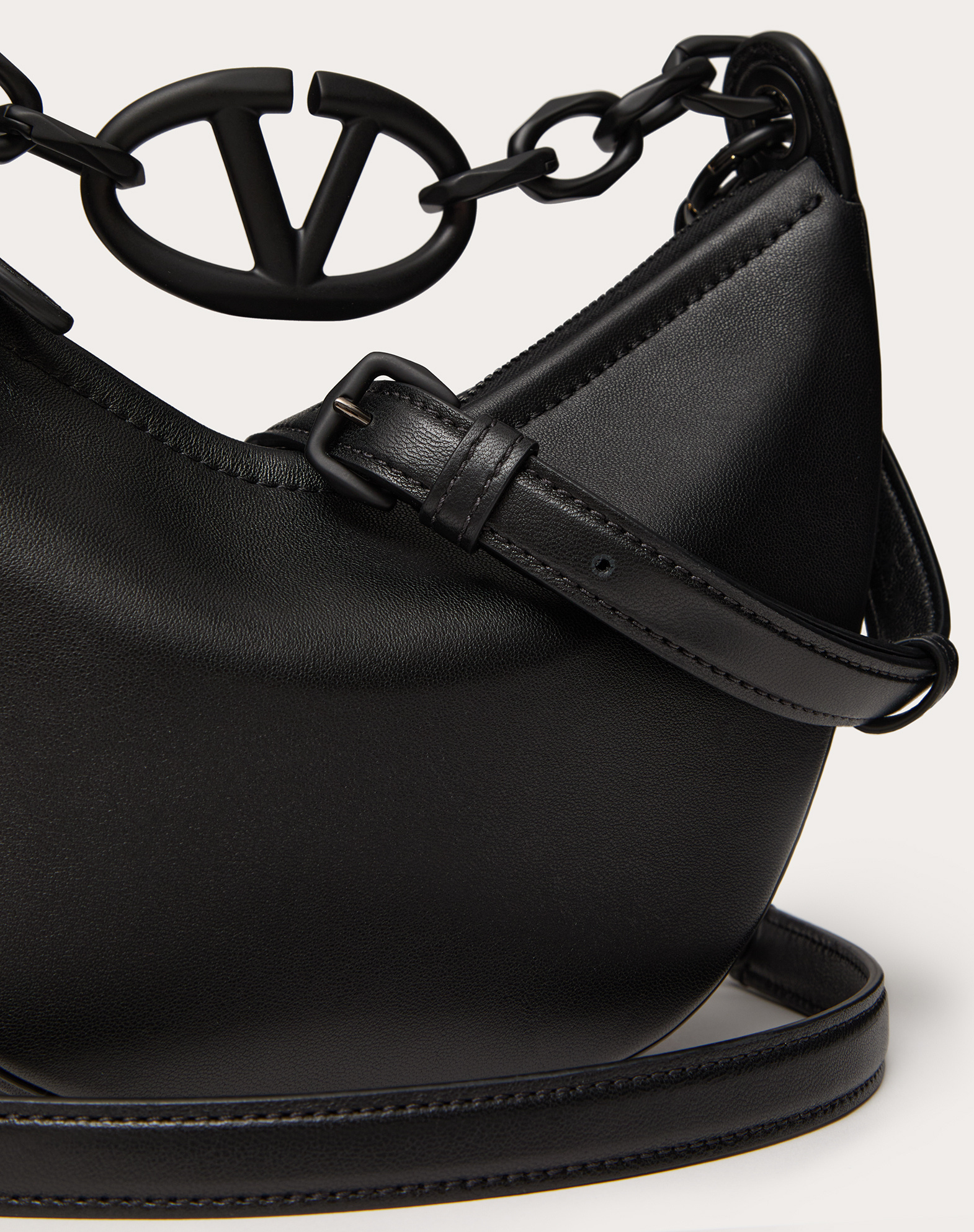 Valentino Mini Hobo Vlogo Shoulder Bag In Black