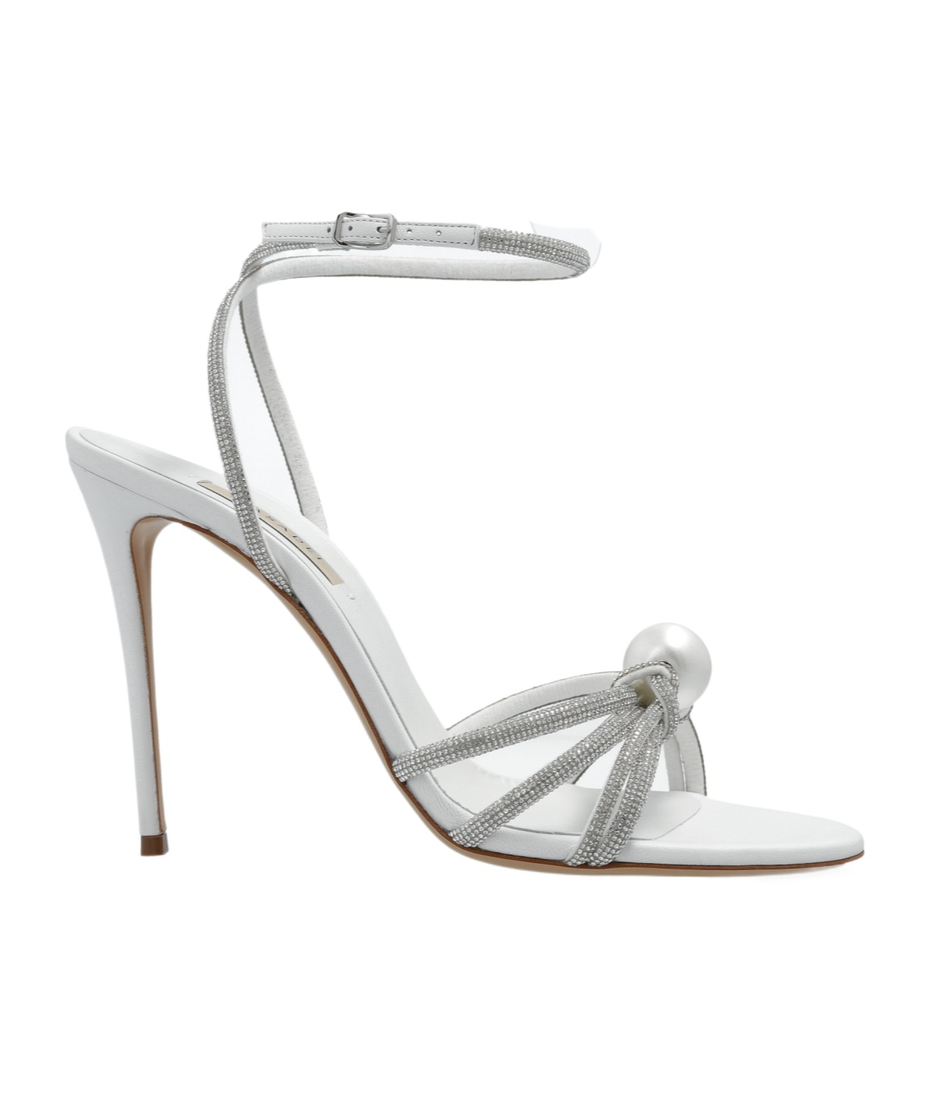 Casadei Crystal-embellished Silver Sandals With Steel Blade Heel In Gray
