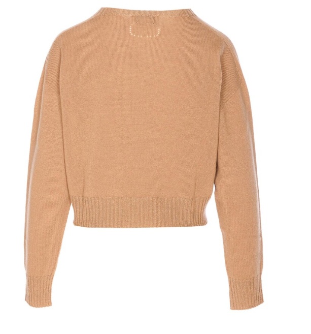 Twinset Twin-set Beige Crew Neck Sweater In Soft Wool-cashmere Blend In Brown