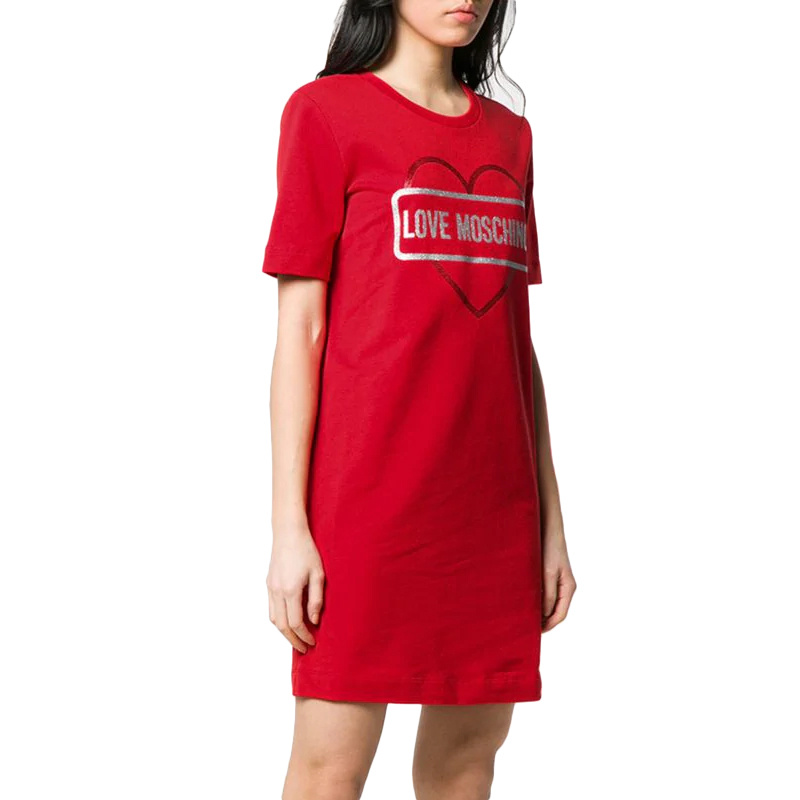Moschino Logo Short-sleeved T-shirt Dress In Red