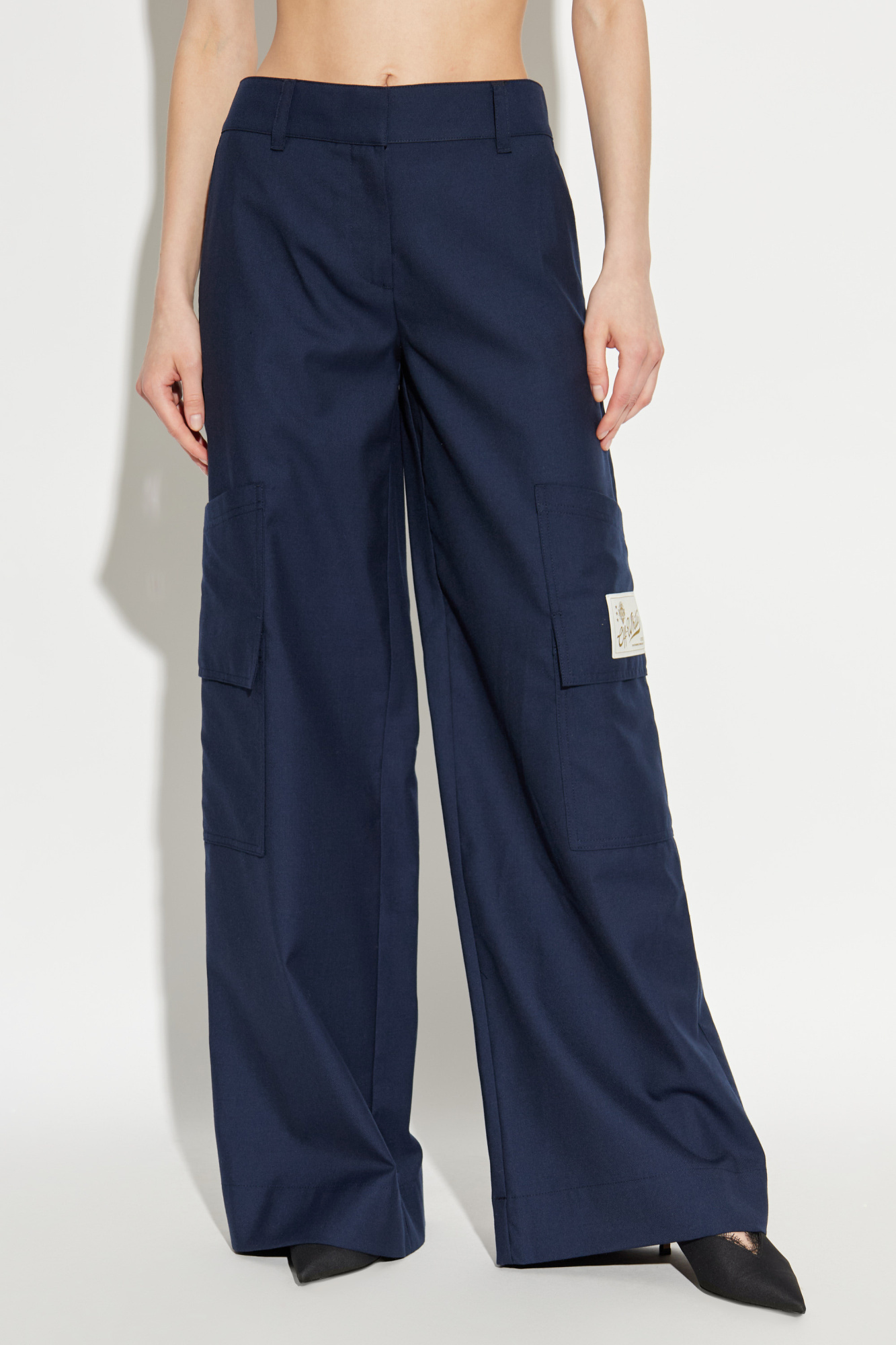 Off-white Gabardine Tailoring Cargo Trousers In Blue