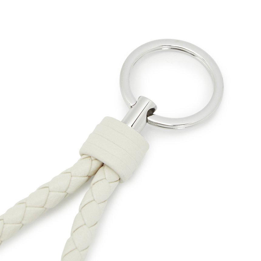 Bottega Veneta Woven Design Key Chain In White