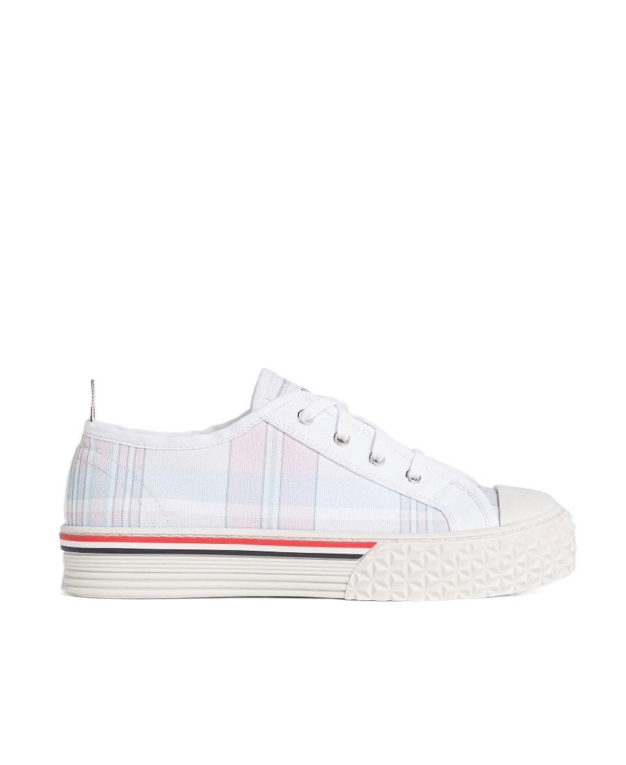 Thom Browne Collegiate Madras-print Low-top Sneakers In White