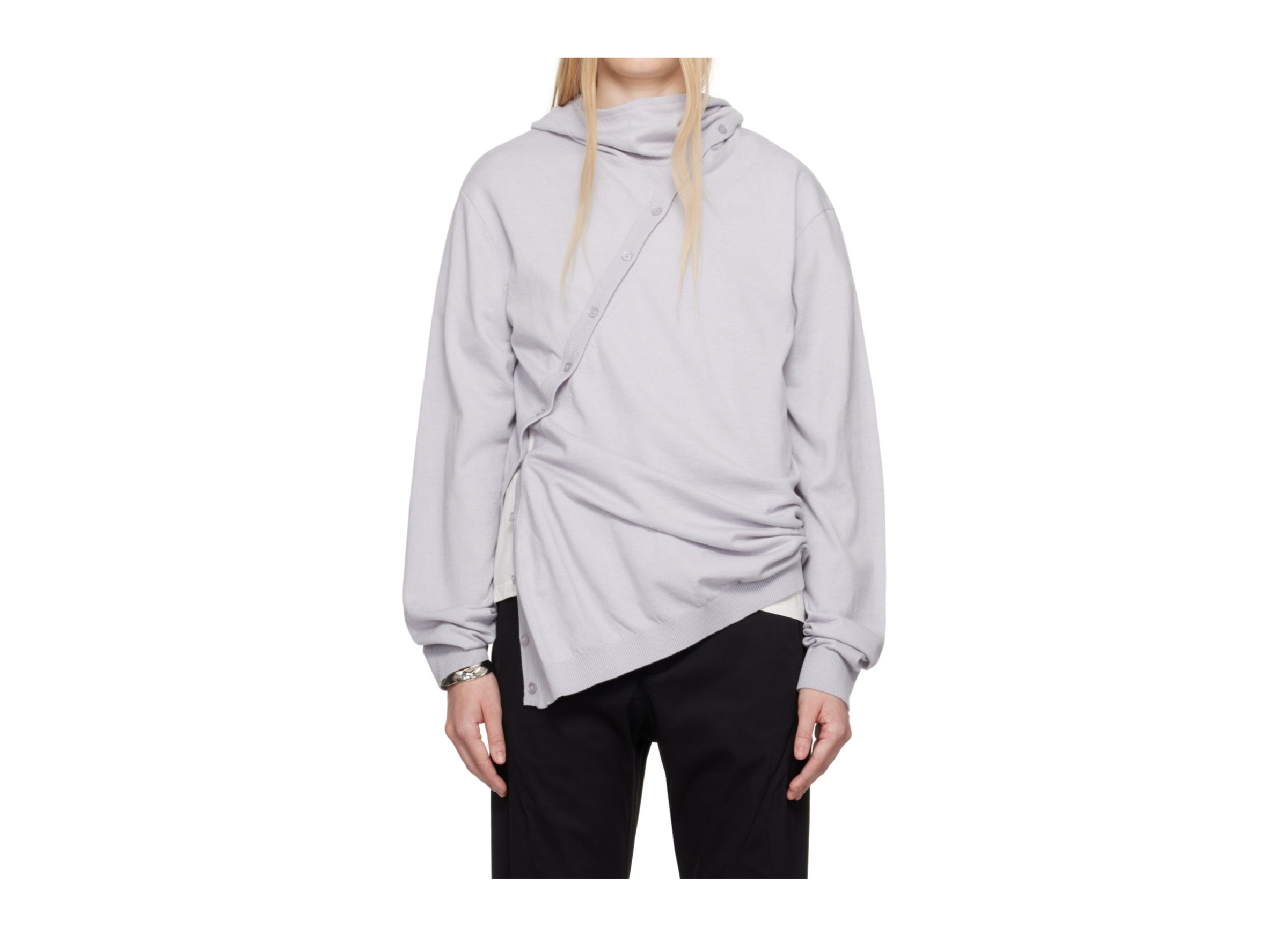 Post Archive Faction (paf) Gray 8.0 Center Knit Hoodie In Gray