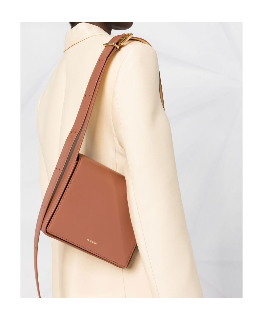 Jil Sander Medium Leather Shoulder Bag In Brown