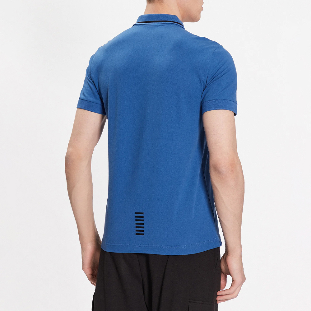 Ea7 Logo Short-sleeved Polo Shirt In Blue