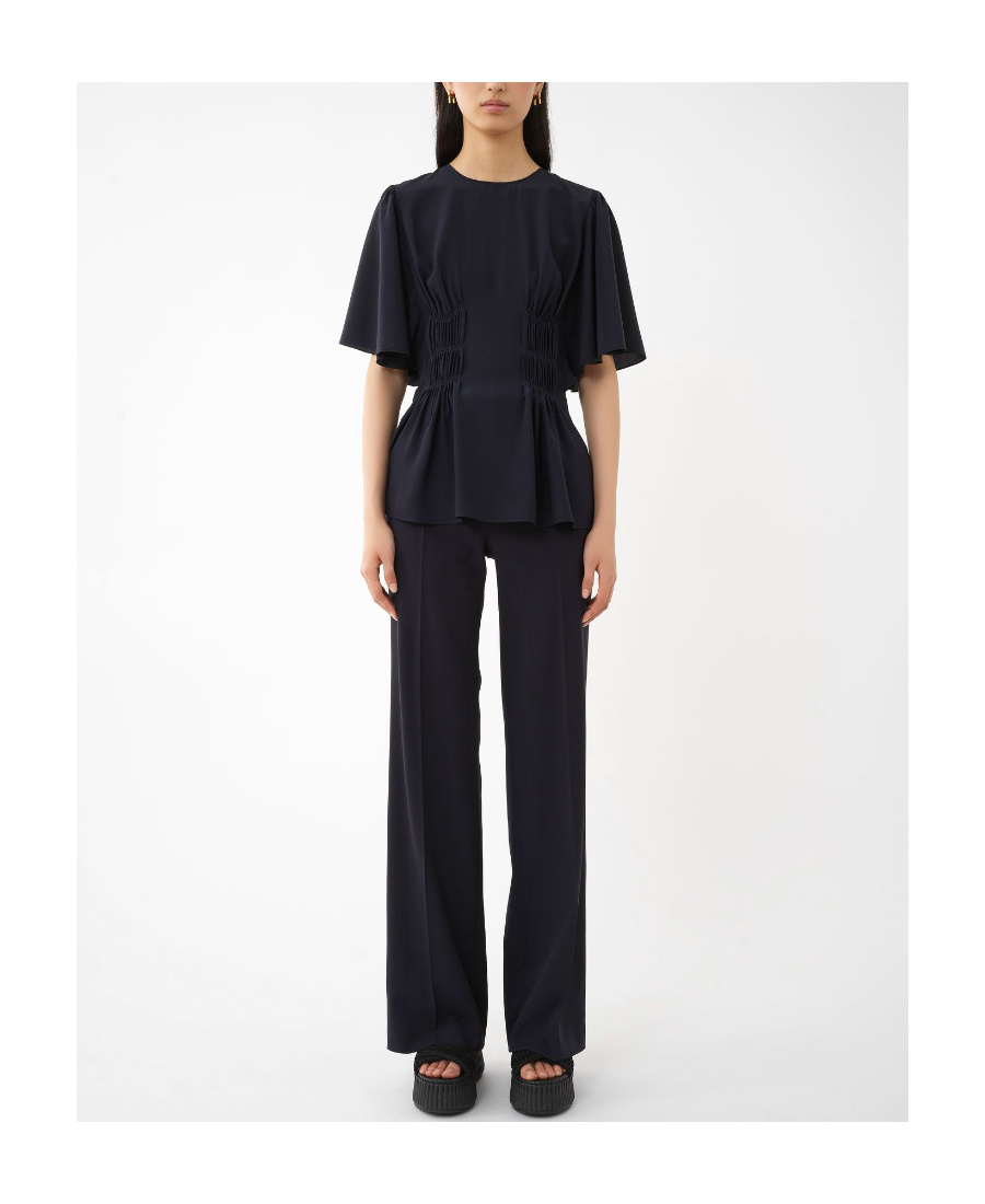 Chloé Drape-detailed Crewneck Top In Black