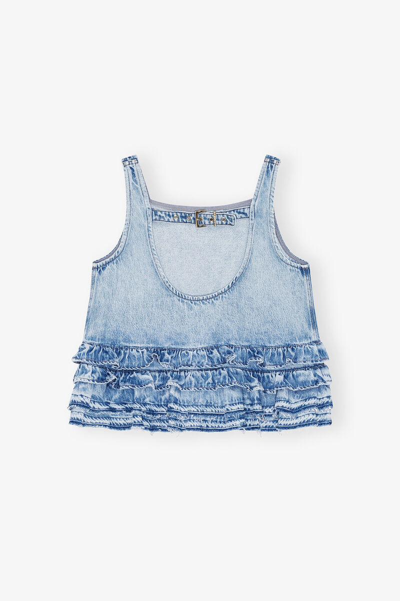 Ganni Ruffle Strap Back Sleeveless Top