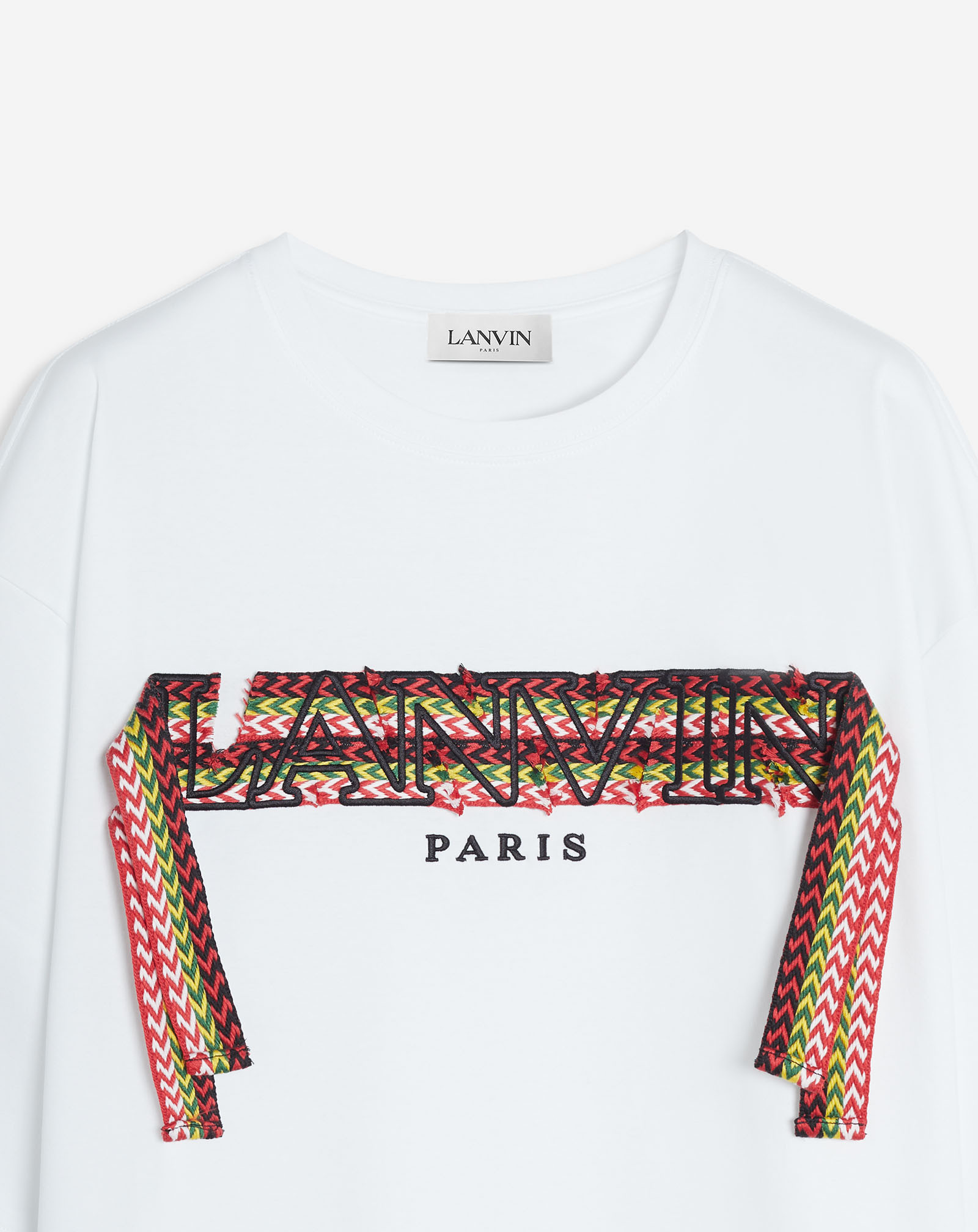 Lanvin Braided Ribbon Embroidered T-shirt In White