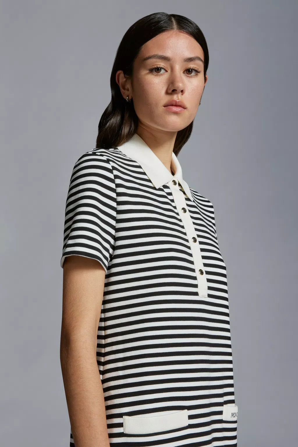 Moncler Polo Shirt Mini Dress In Black