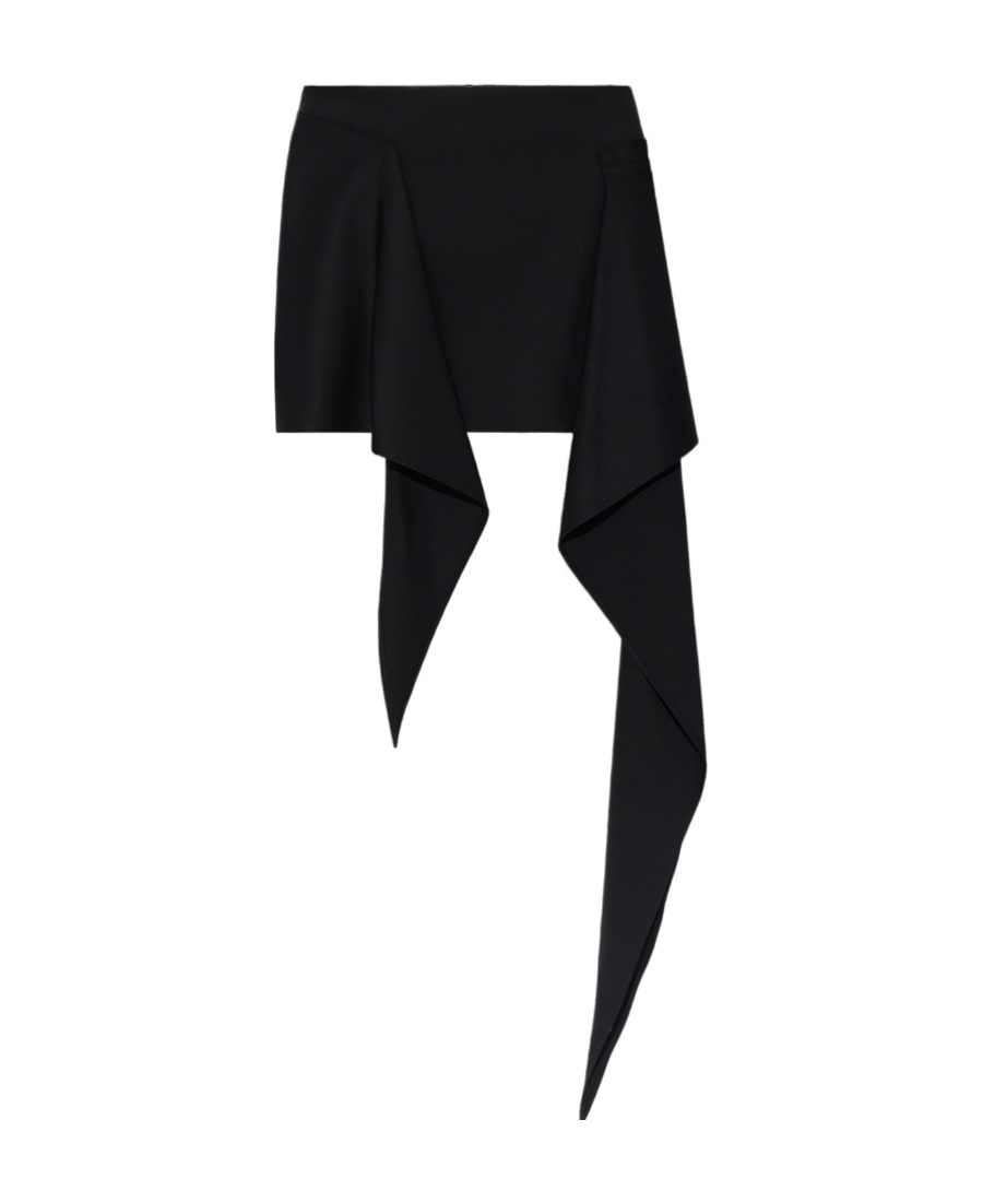 Attico Riley Mini Skirt In Black Virgin Wool In Black