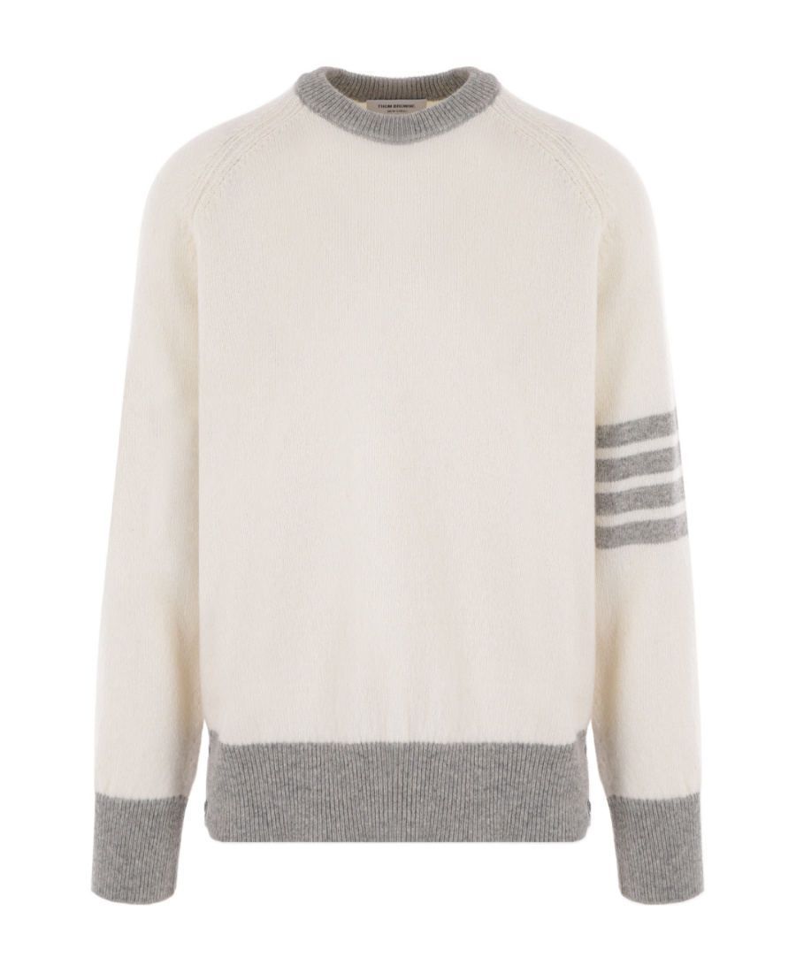 Thom Browne 4-bar Wool Crewneck Jumper In White