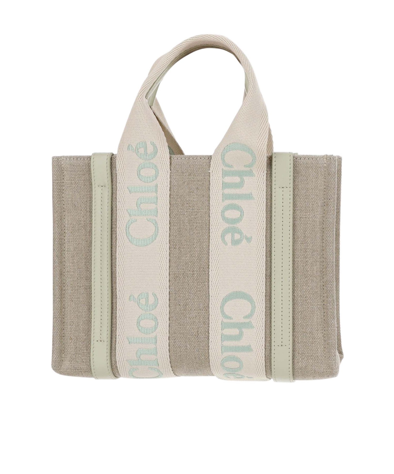 Chloé Woody Linen Small Tote Bag In Nude