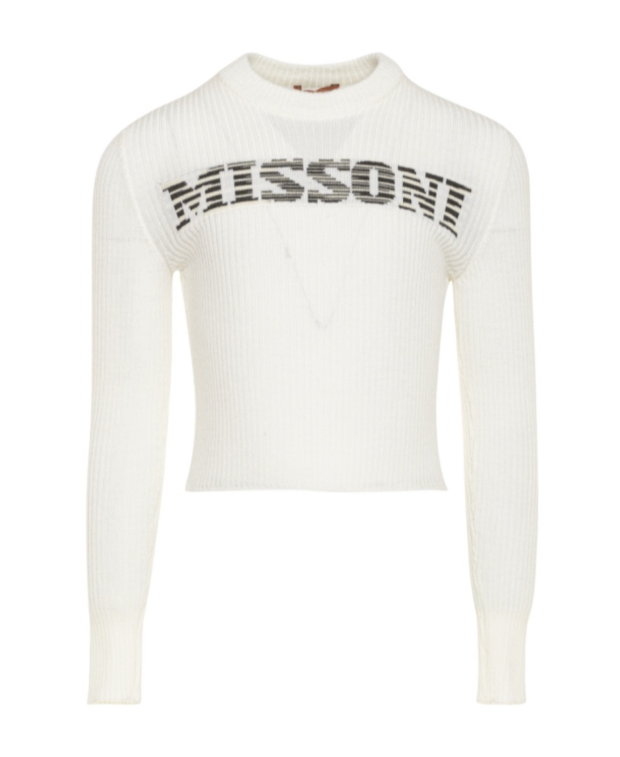 Missoni Round Neck Long-sleeved Sweater In White